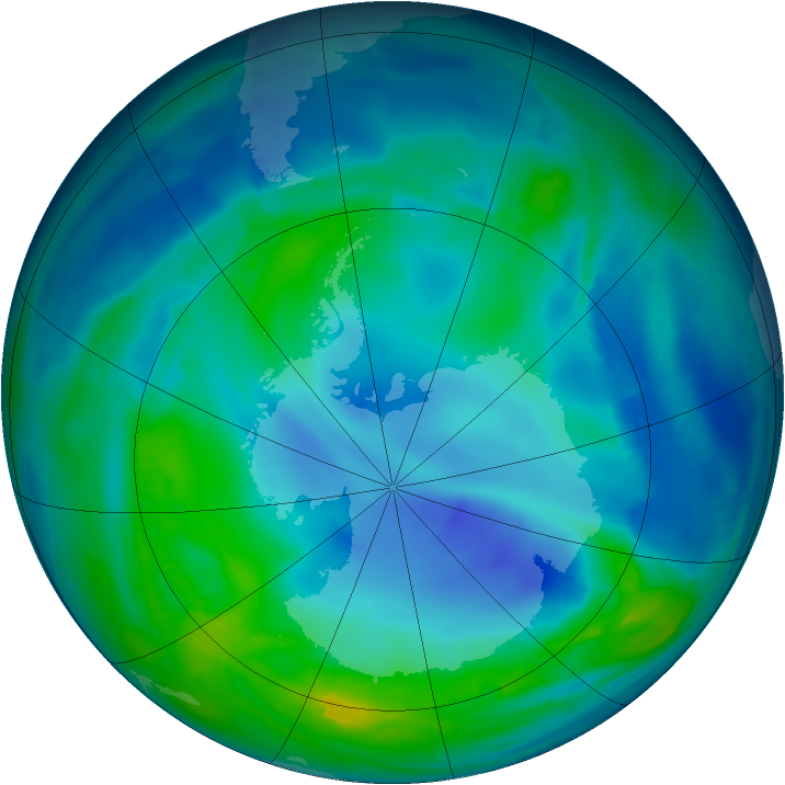 Antarctic ozone map for 05 May 2009